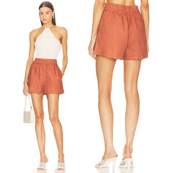 Rhode Kina Pull On Smocked Waist Mid Rise Short Women's Clove Size: XS NWT - Picture 8 of 8